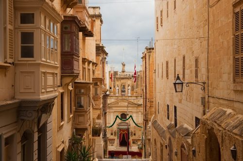 Street in an old European town (Valletta, Malta)